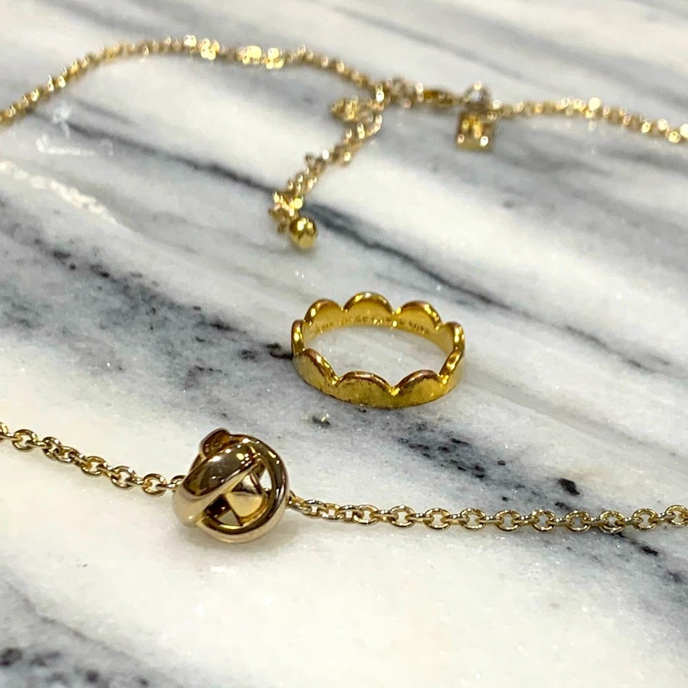 Kate Spade Gold Plated Ring and Necklace set